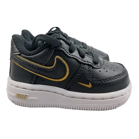 Nike Air Force 1 LV8 TD Shoes Black Metallic Gold Baby 3C DM3387 001 New In Box - Picture 2 of 13